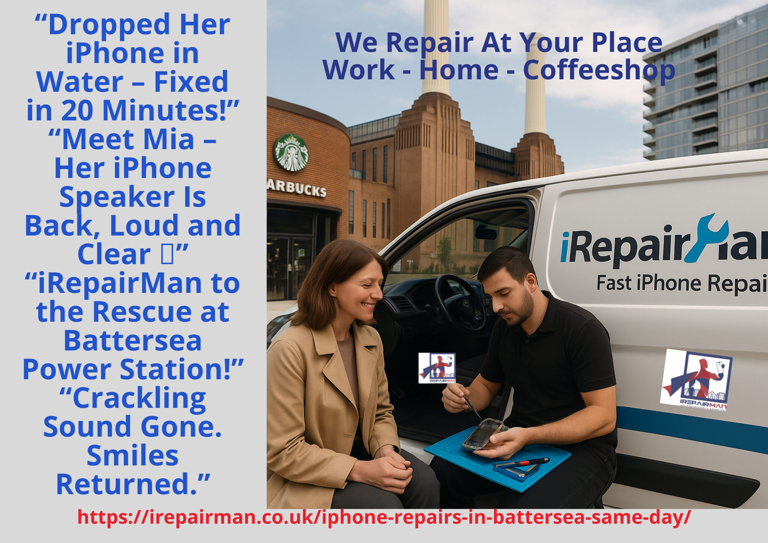 Real iPhone 15 Pro repair story near Battersea Power Station by iRepairMan