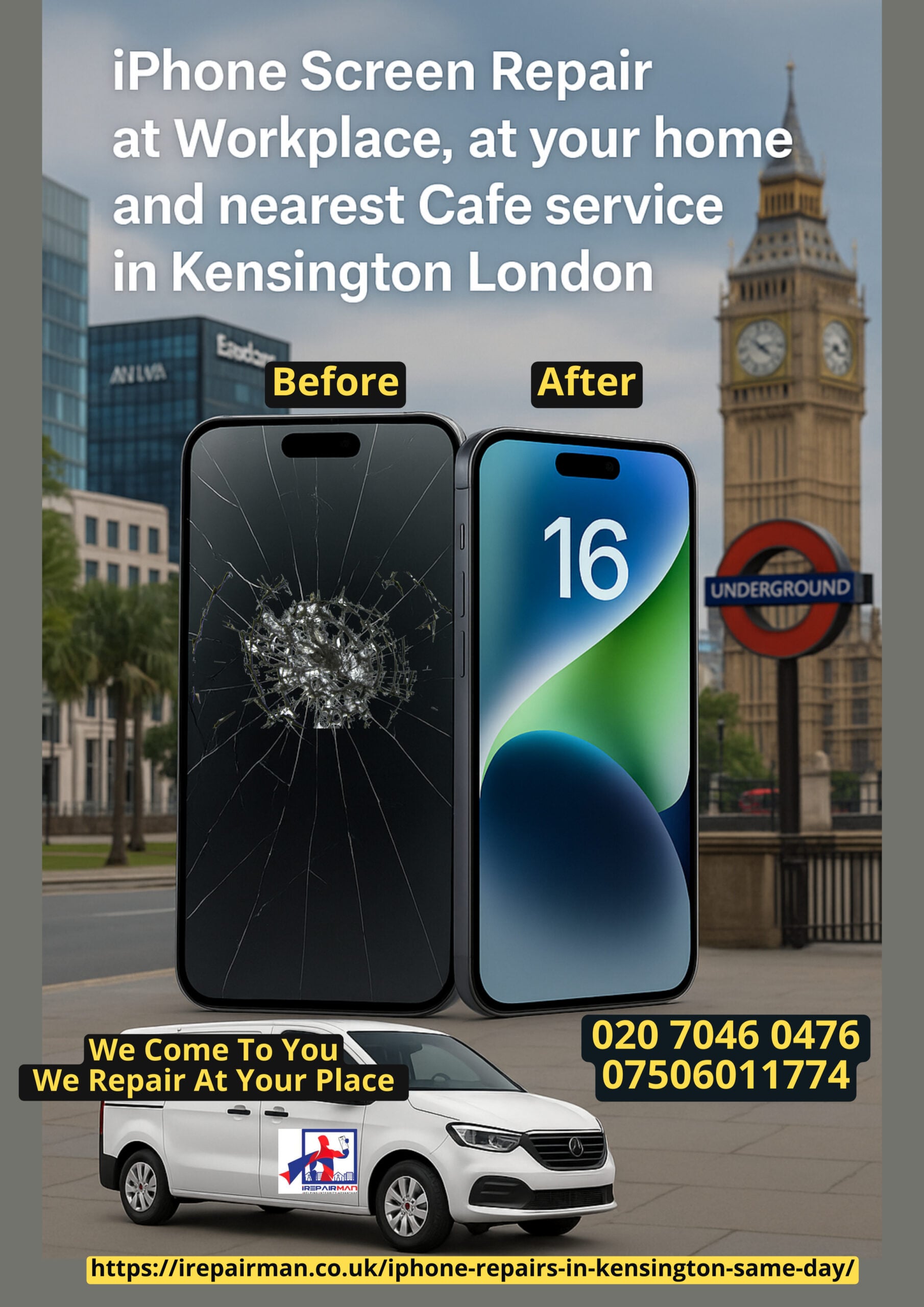 Kensington Same-Day Phone & Tablet Repairs Poster