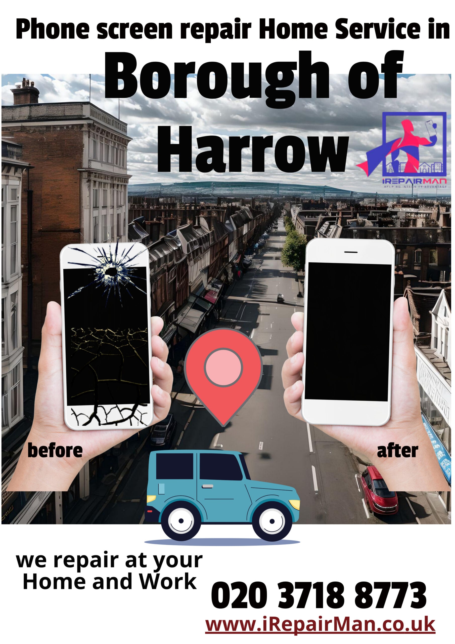 On-site phone and tablet repair at work, home and café in Harrow