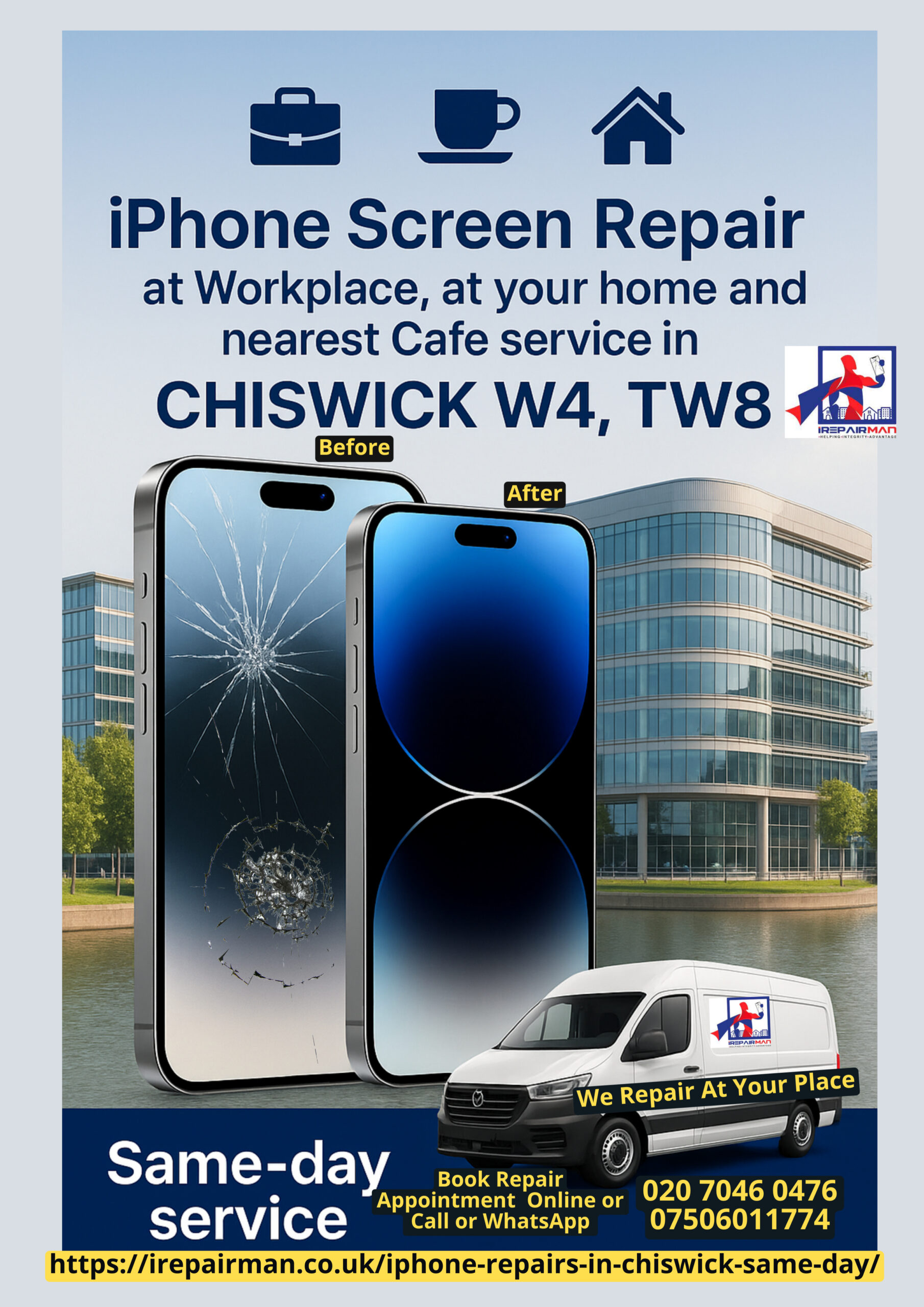 Featured poster: iPhone & iPad on-site repair in Chiswick W4 & TW8 by iRepairMan