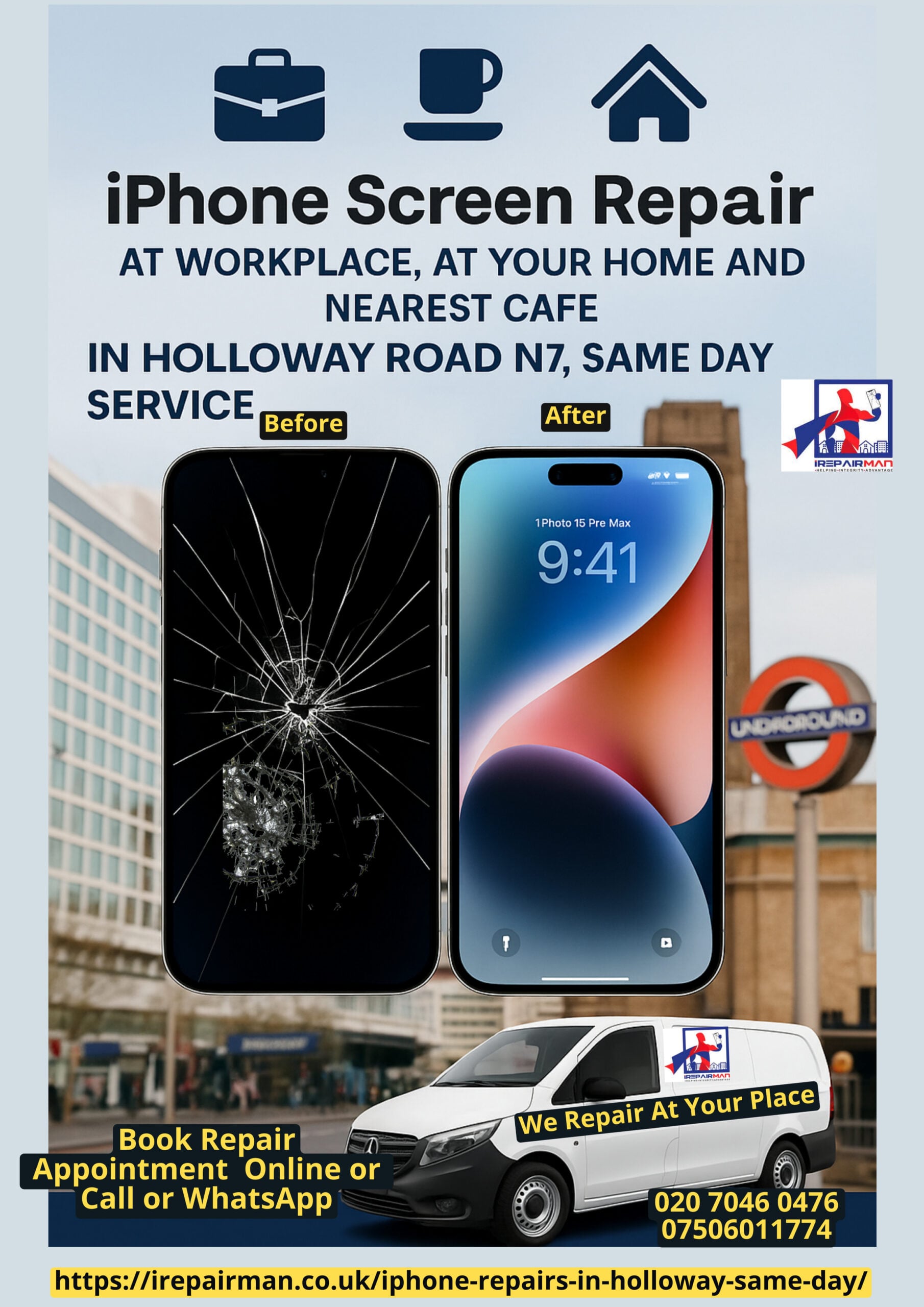 Holloway Road iPhone Repair Poster