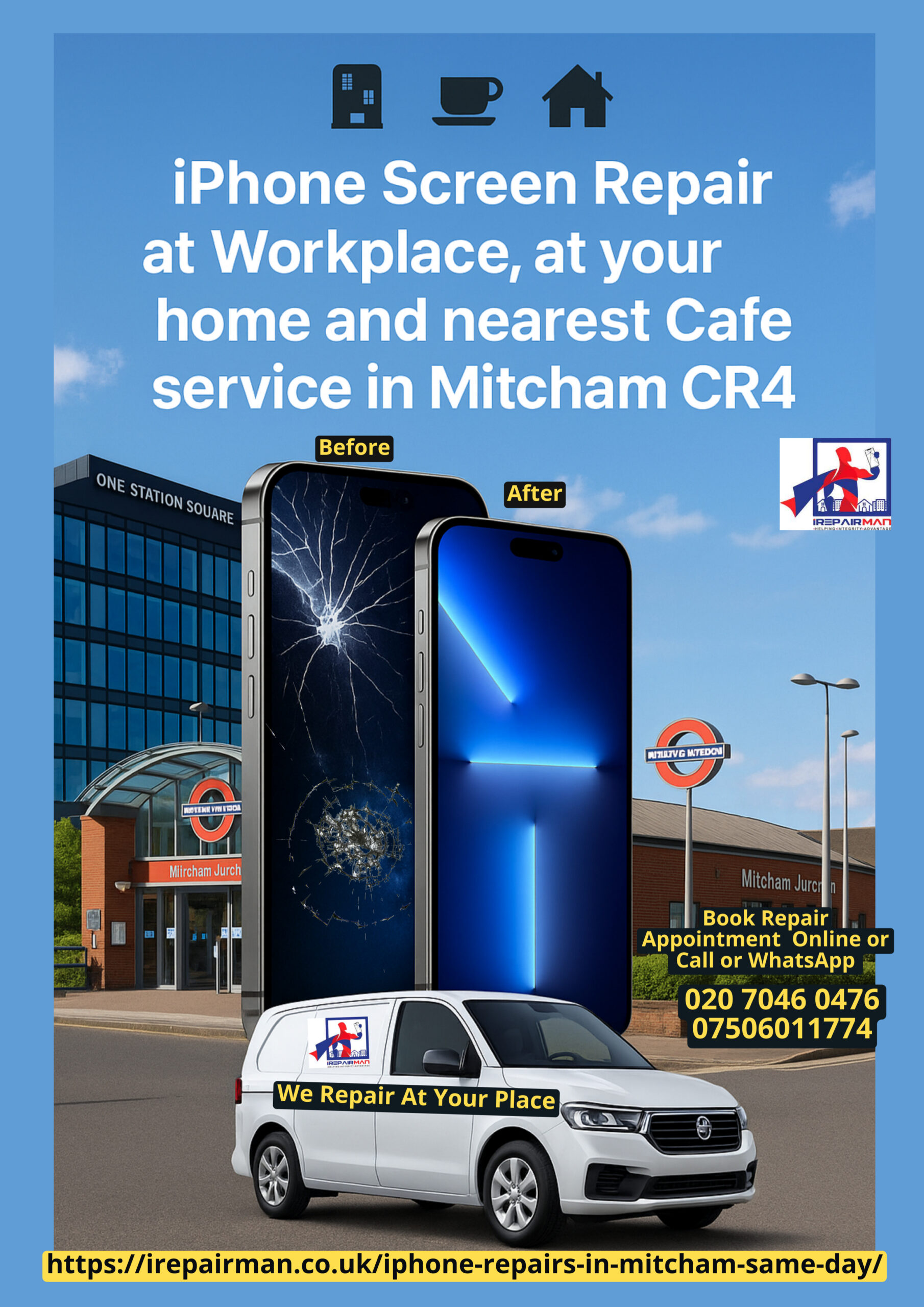 Featured poster: iPhone screen repair at home, work & café in Mitcham CR4