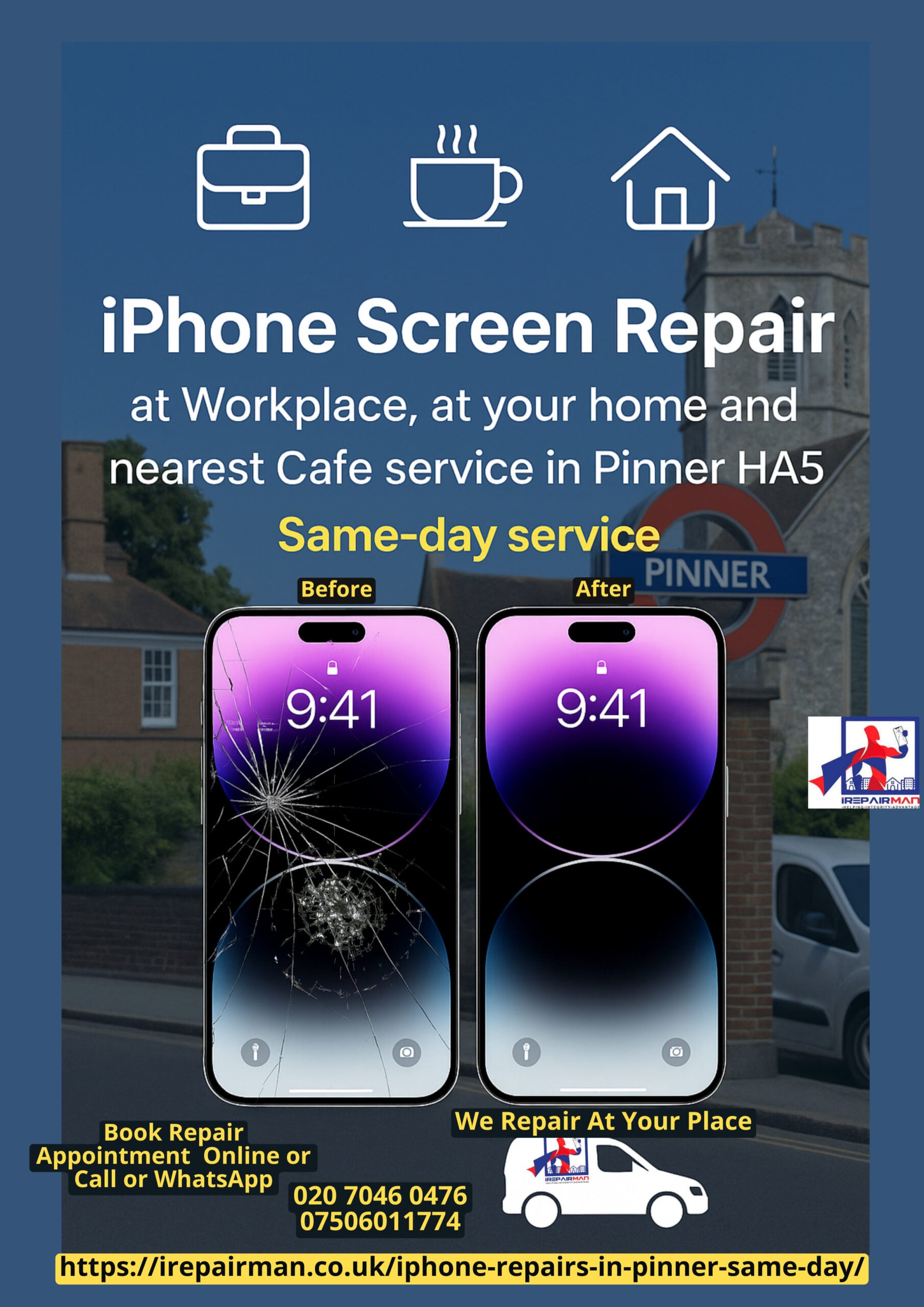 Pinner HA5 iPhone & iPad same-day on-site repair – featured poster