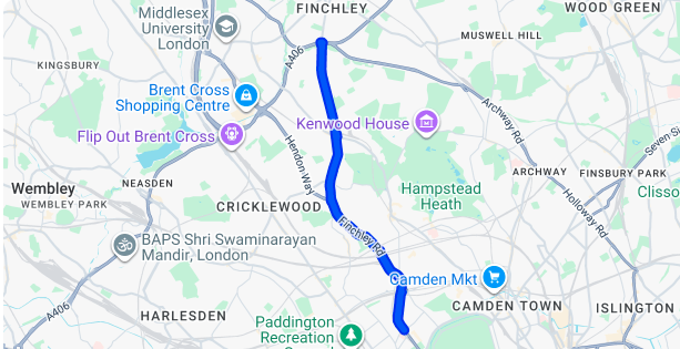 Finchley Road NW3 coverage map - iRepairMan