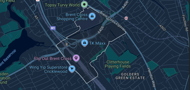 Street map of Brent Cross NW4 showing local coverage