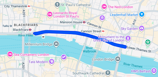 Queen Victoria Street EC4V service area map