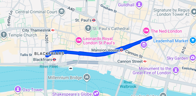 Upper Thames Street EC4V service area map