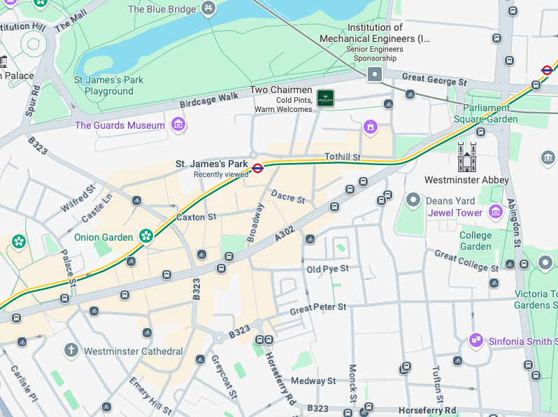 Map of St. James’s Park London SW1A SW1P showing local coverage