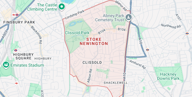 Map of Stoke Newington N16 service coverage