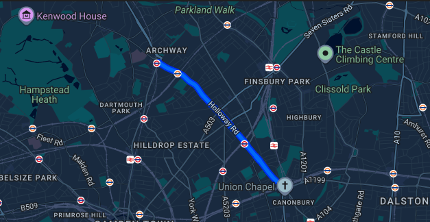 Map of Holloway Road N7