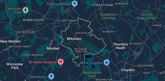 Street map of Mitcham CR4 showing iRepairMan on-site coverage