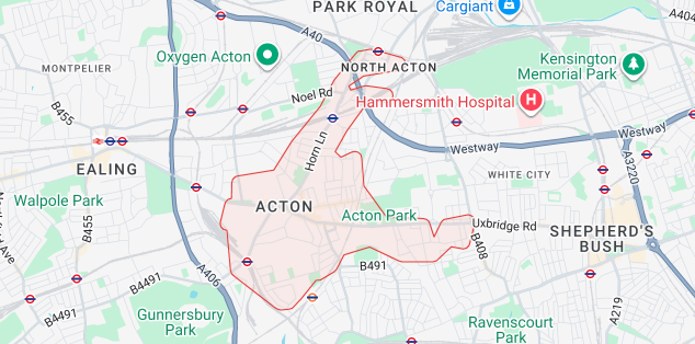 Street map of Acton W3 W4 W12 coverage by iRepairMan