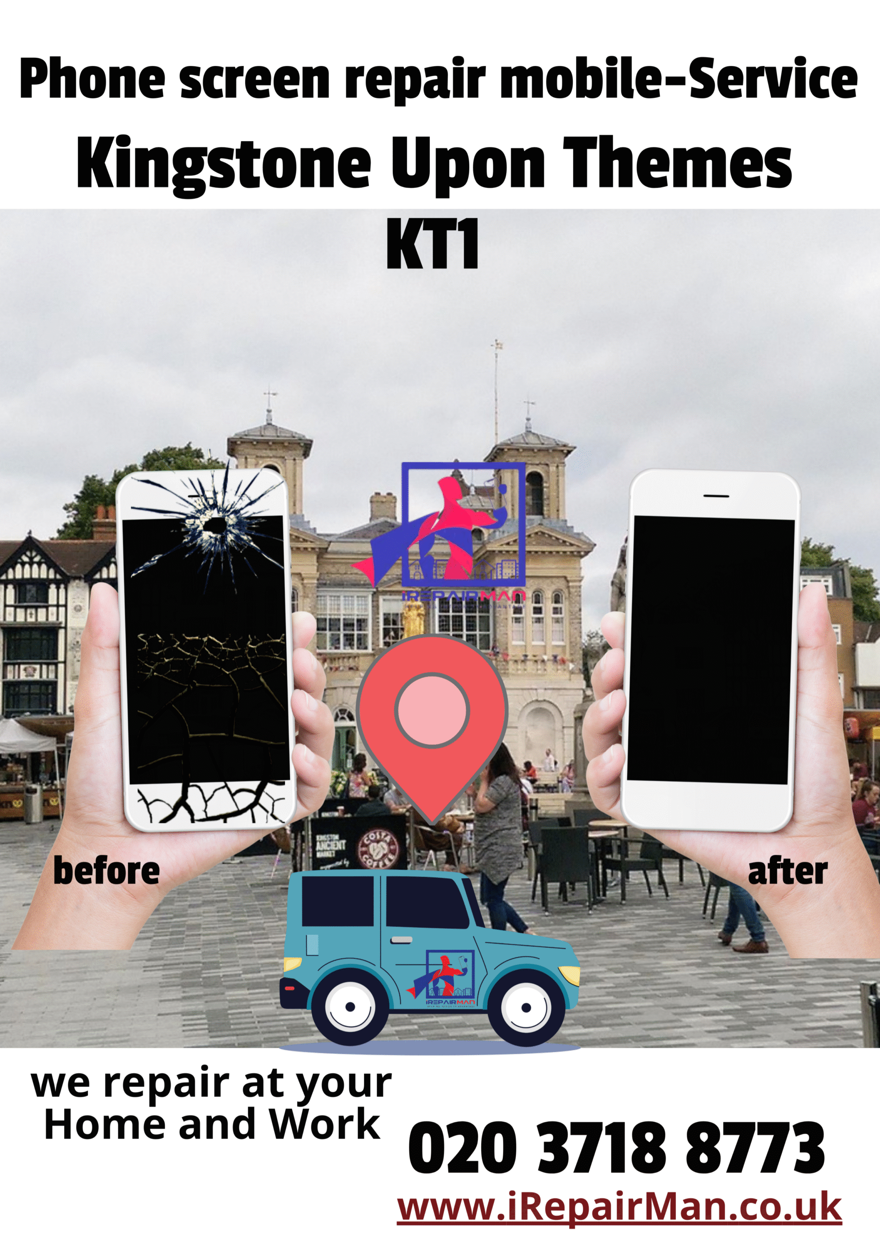 Before & after iPhone screen repair — Kingston upon Thames