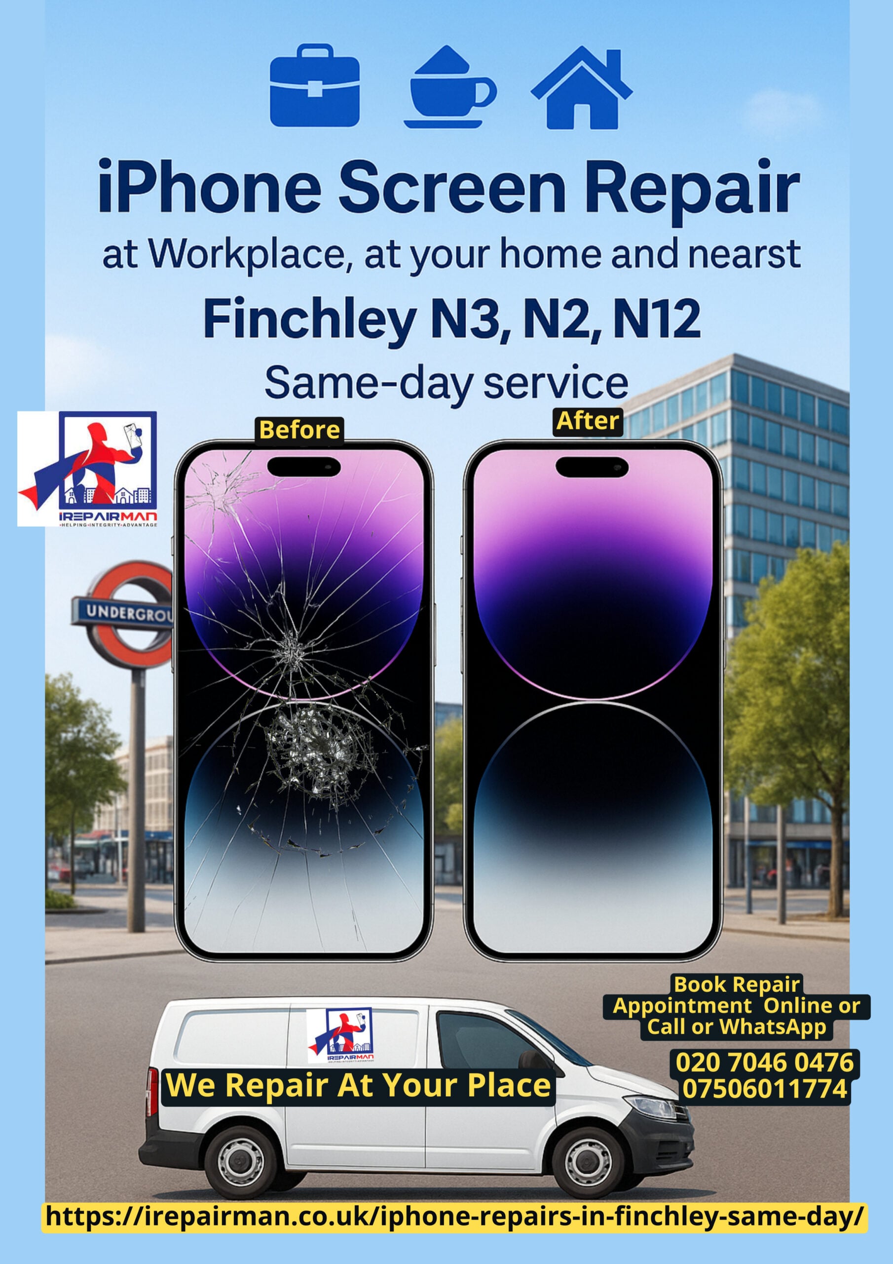 Finchley iPhone Screen Repair Poster