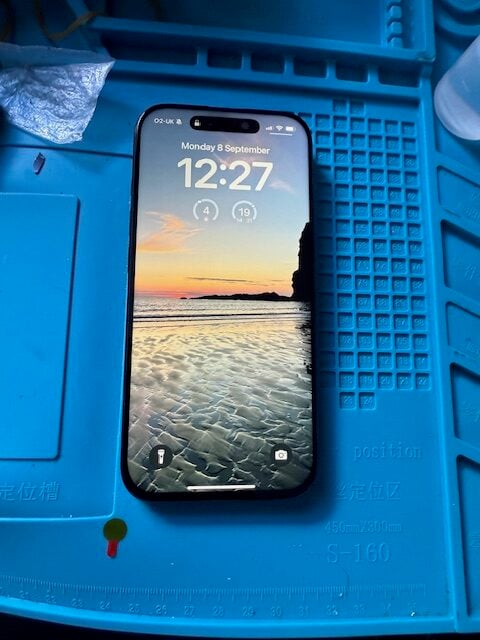 Fixed iPhone 16 Pro with OLED screen replacement after same-day repair in Primrose Hill NW1.