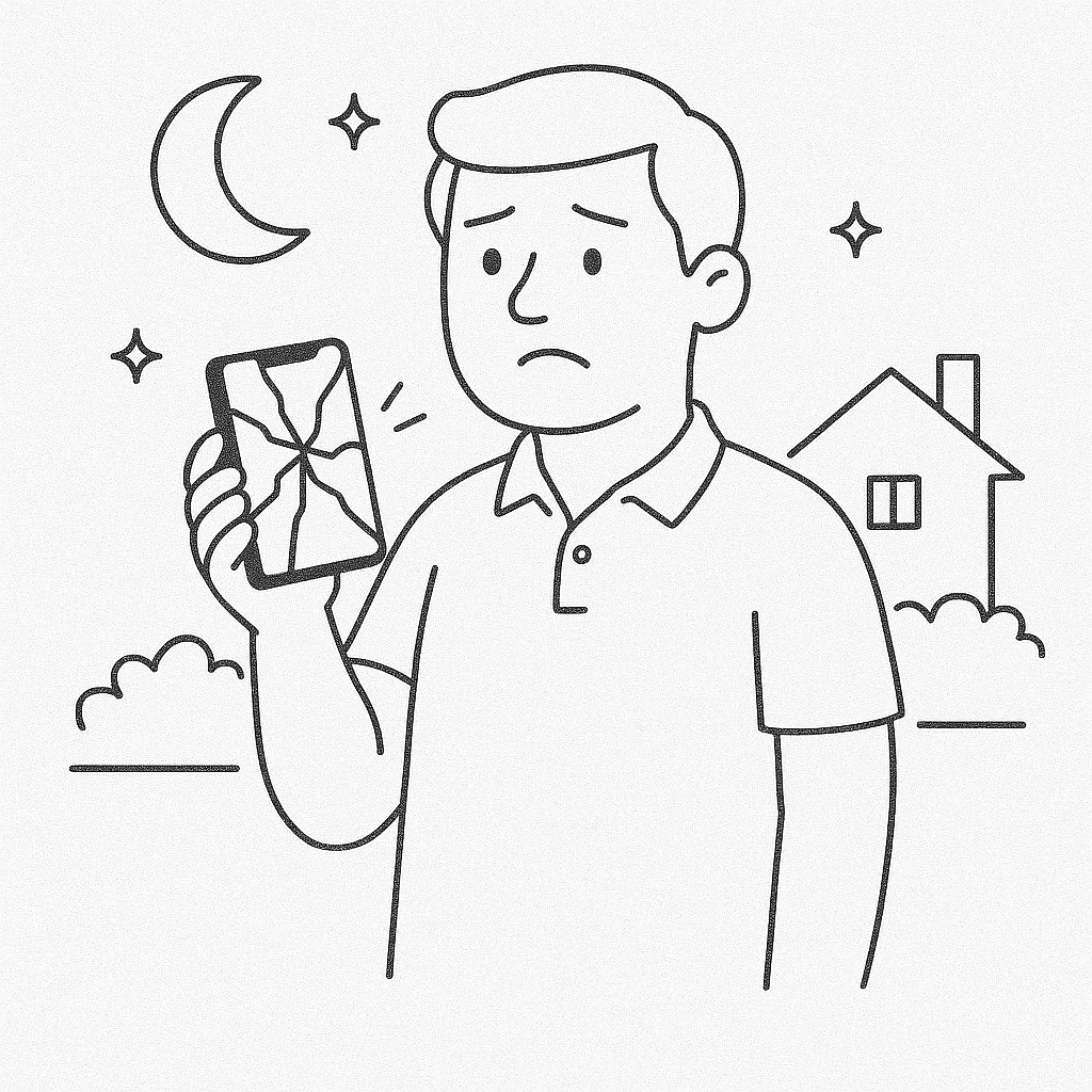 Out-of-hours emergency phone repair at night or early morning