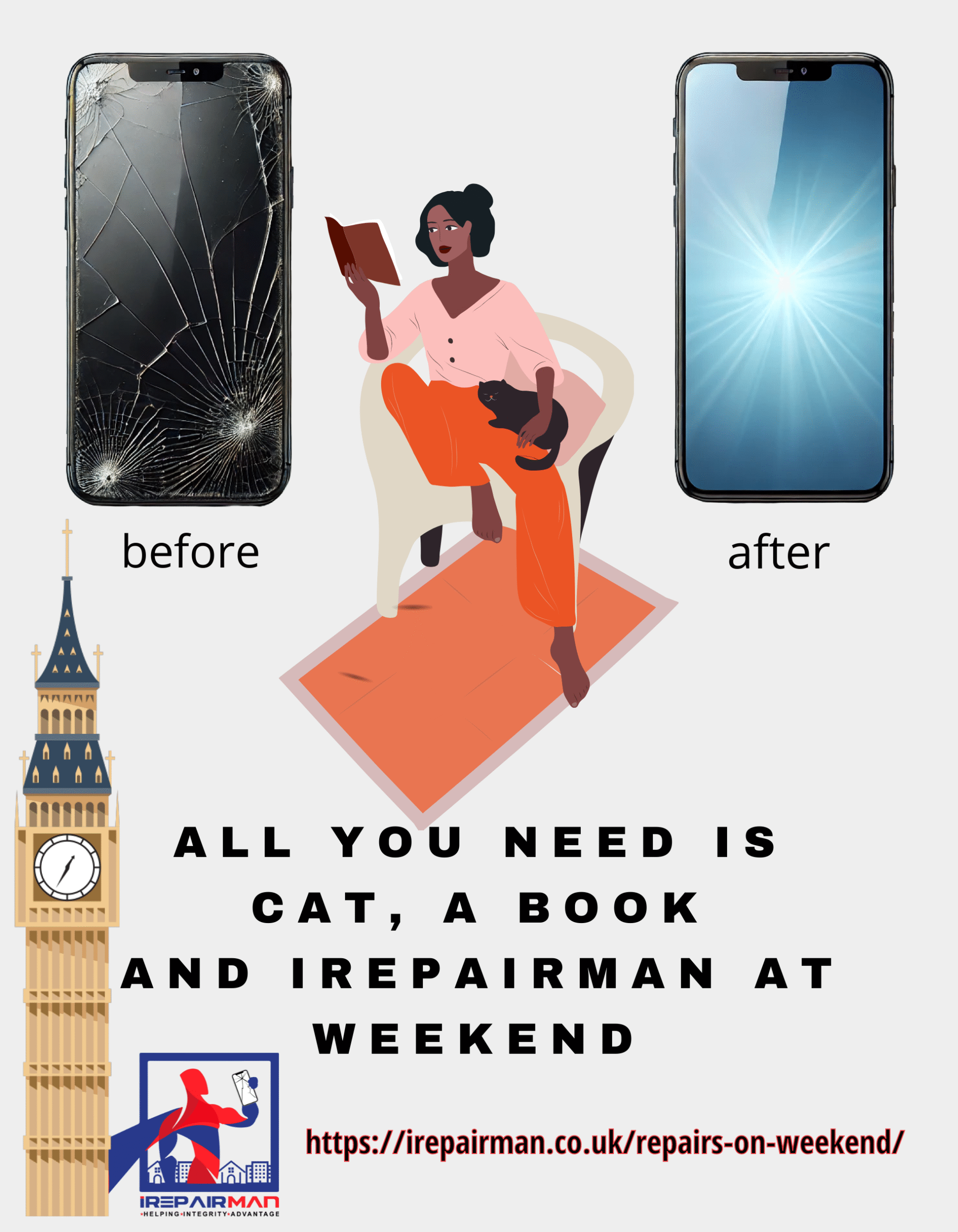 Weekend phone repair London by iRepairMan