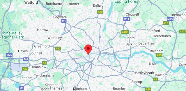 Map of London showing iRepairMan emergency phone repair coverage across Central and Greater London