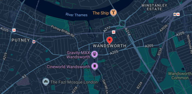 Map of Wandsworth Common SW18 iPhone repair coverage
