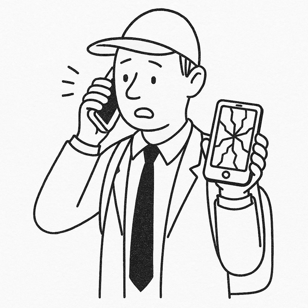 Commuter with a dead or broken phone on the way to work in London