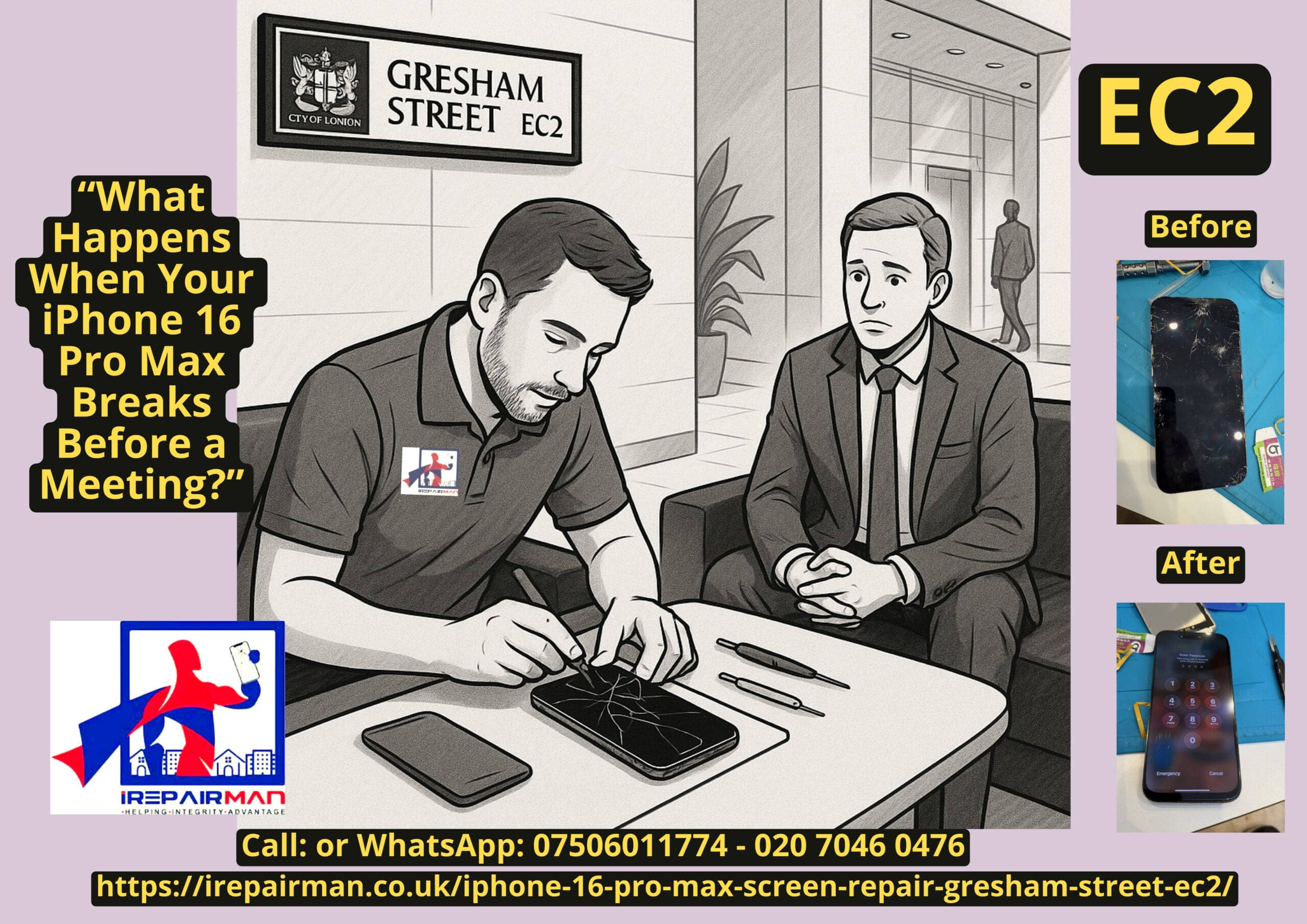 iPhone 16 Pro Max screen repair Gresham Street EC2 - featured image