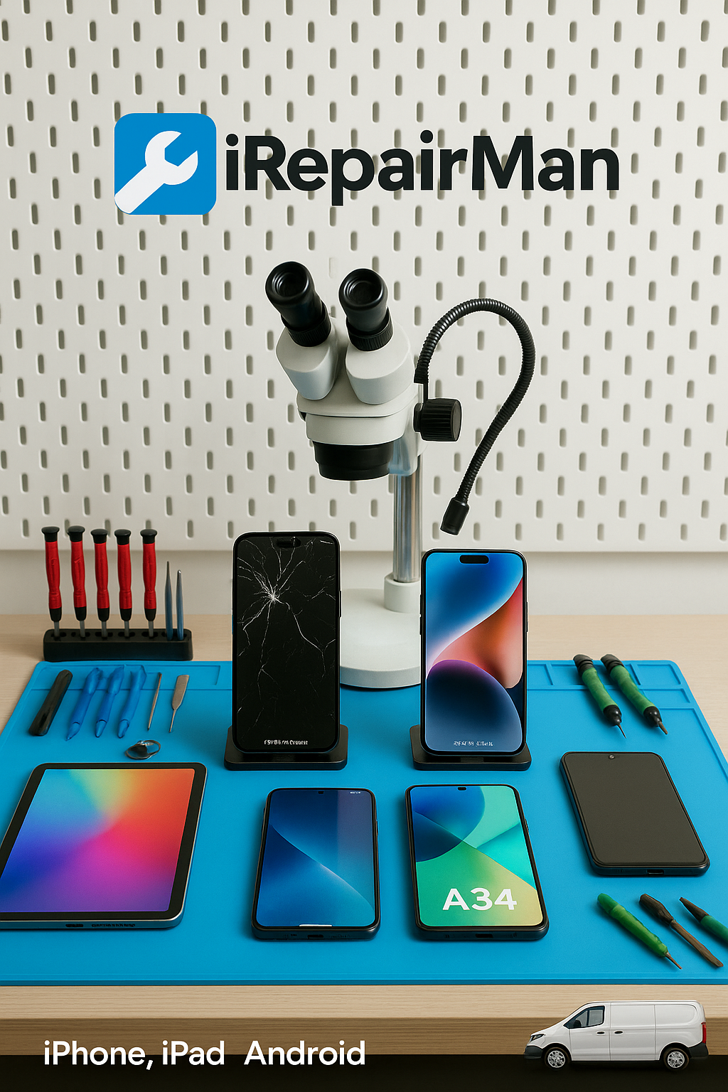 iRepairMan workstation with microscope and devices