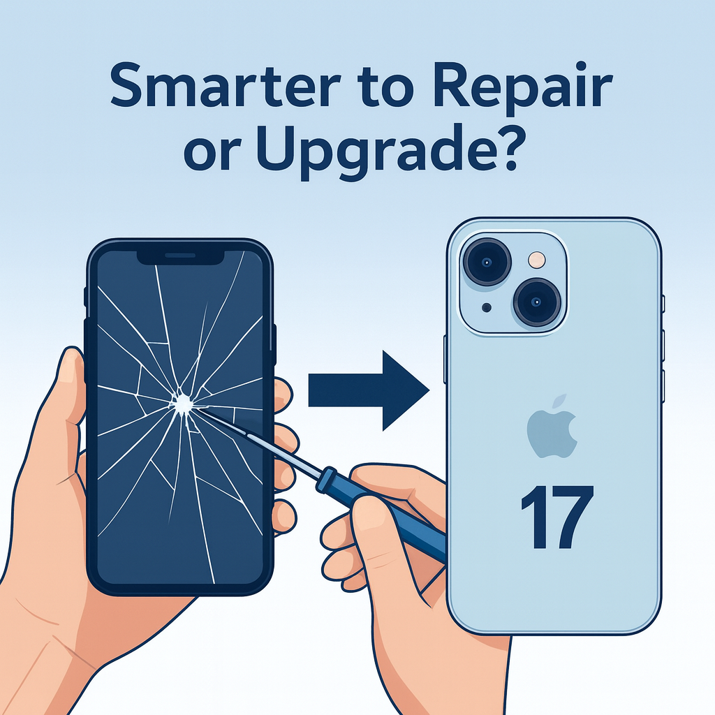 Smarter to repair or upgrade: cracked iPhone vs new iPhone 17 comparison