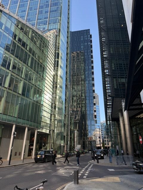 Moorgate EC4A glass office buildings where iRepairMan performs on-site phone repairs