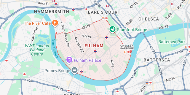 Fulham SW6, SW10, W14, W6 coverage map for iRepairMan on-site repairs