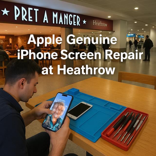 iPhone 16 Apple Genuine screen repair at Heathrow Terminal 3