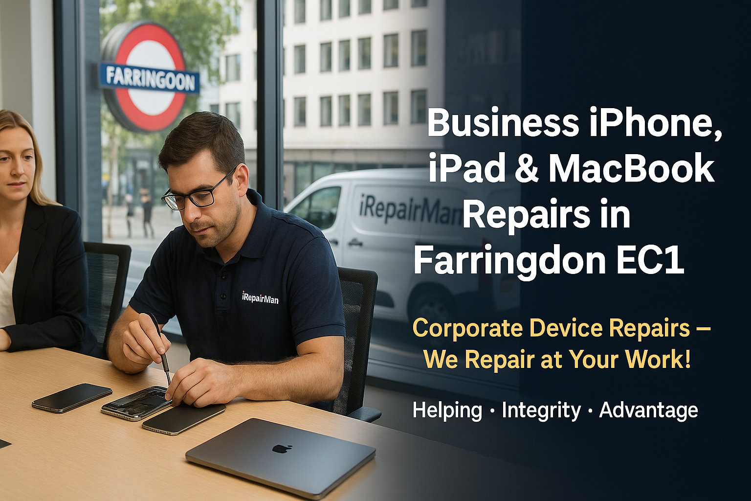 Business iPhone, iPad & MacBook Repairs in Farringdon EC1 – Corporate Device Repairs Near Me
