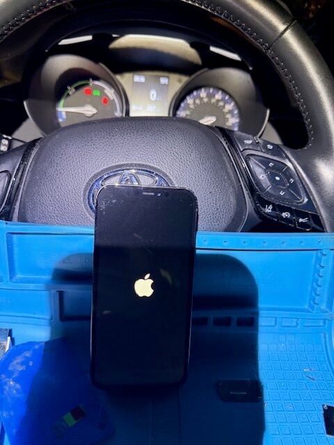 After repair: iPhone 12 Pro working with lock screen visible
