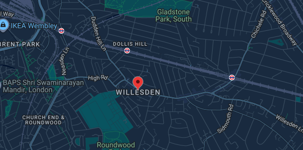 Service coverage map — Willesden Green NW10, NW2