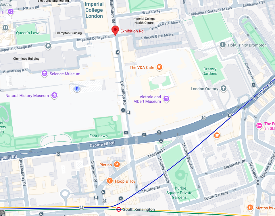Map of South Kensington SW7 and Exhibition Road coverage by iRepairMan