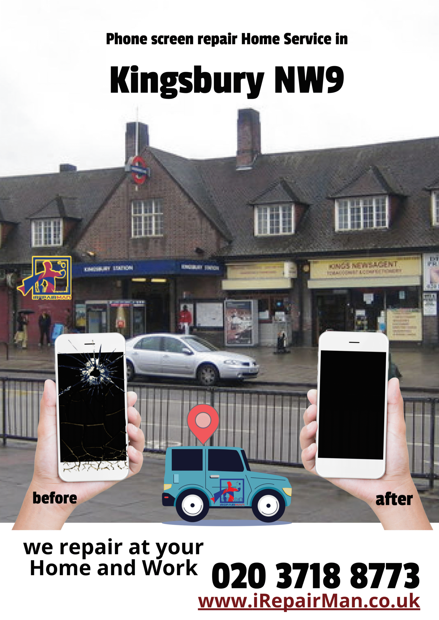 Kingsbury Station and surrounding shops where iRepairMan provides mobile phone repairs in NW9