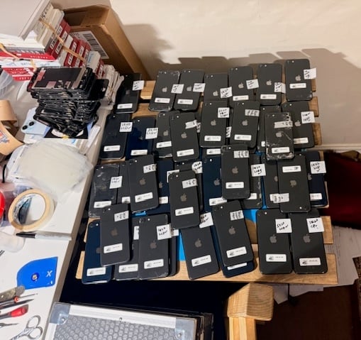 After: repaired iPhones with screens and charging ports fixed, ready for business teams in Barnet