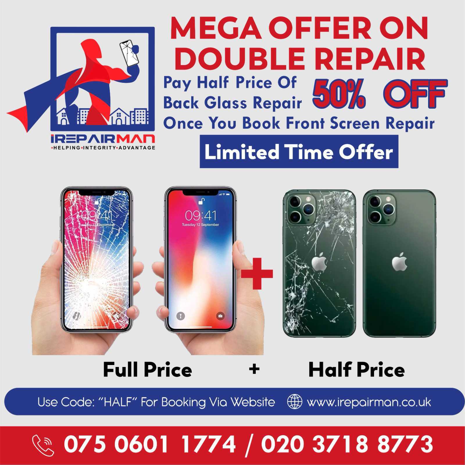 Front screen and back glass replacement deal