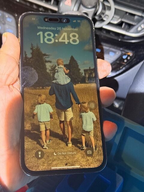 iPhone 14 Pro Max after screen replacement completed at home in West London W4
