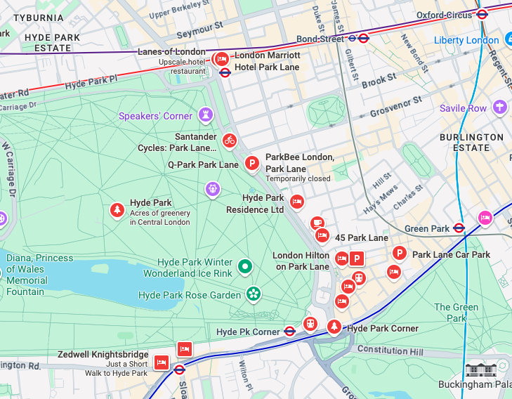 Park Lane London W1K W1J map showing iRepairMan phone repair coverage near Hyde Park