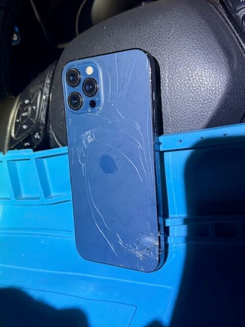 iPhone 12 Pro Max rear housing damage and cracks before repair