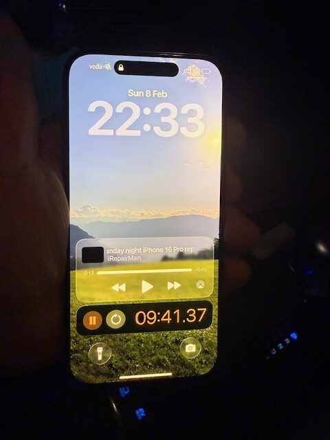 Fully repaired iPhone 15 Pro working perfectly after emergency screen replacement near Paddington Green W2 London