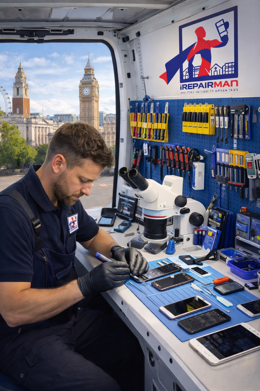 iRepairMan repair workstation tools and devices for B2B iPhone and iPad repair in London