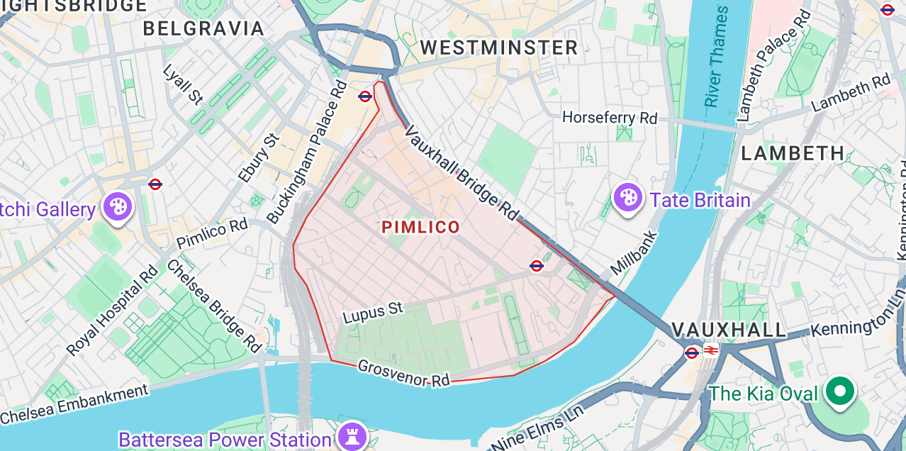 Pimlico SW1V SW1E SW1W repair coverage map