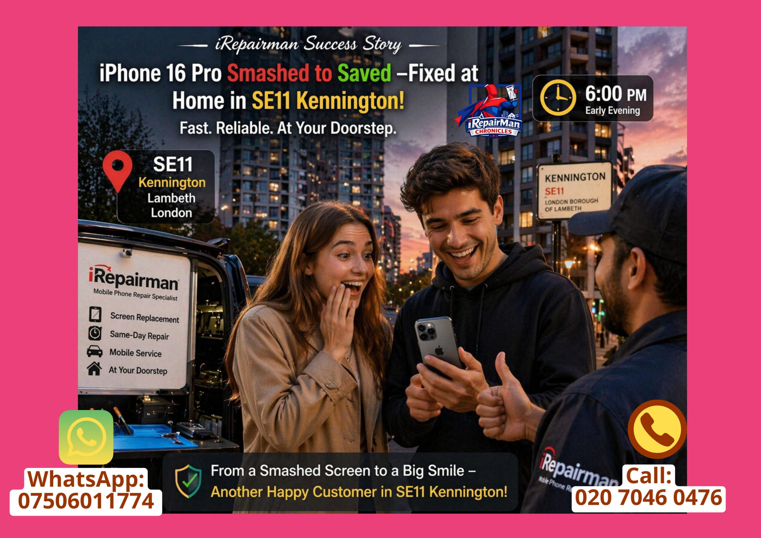 iPhone 16 Pro screen repair Kennington SE11 success story