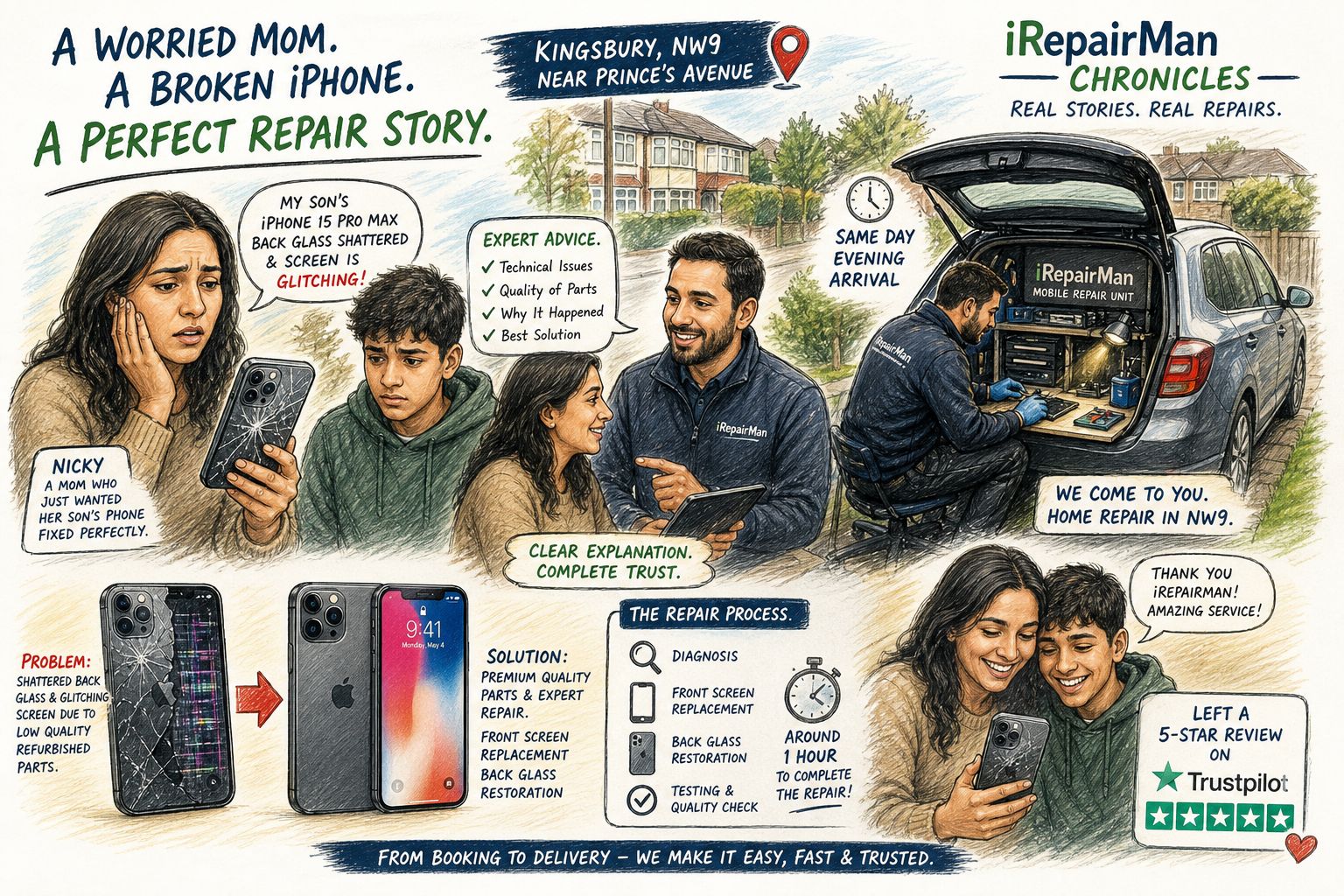 iPhone 15 Pro Max repair story in Kingsbury NW9