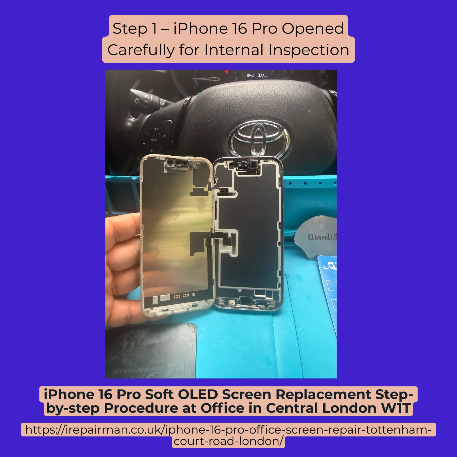 iPhone 16 Pro repair process step 1