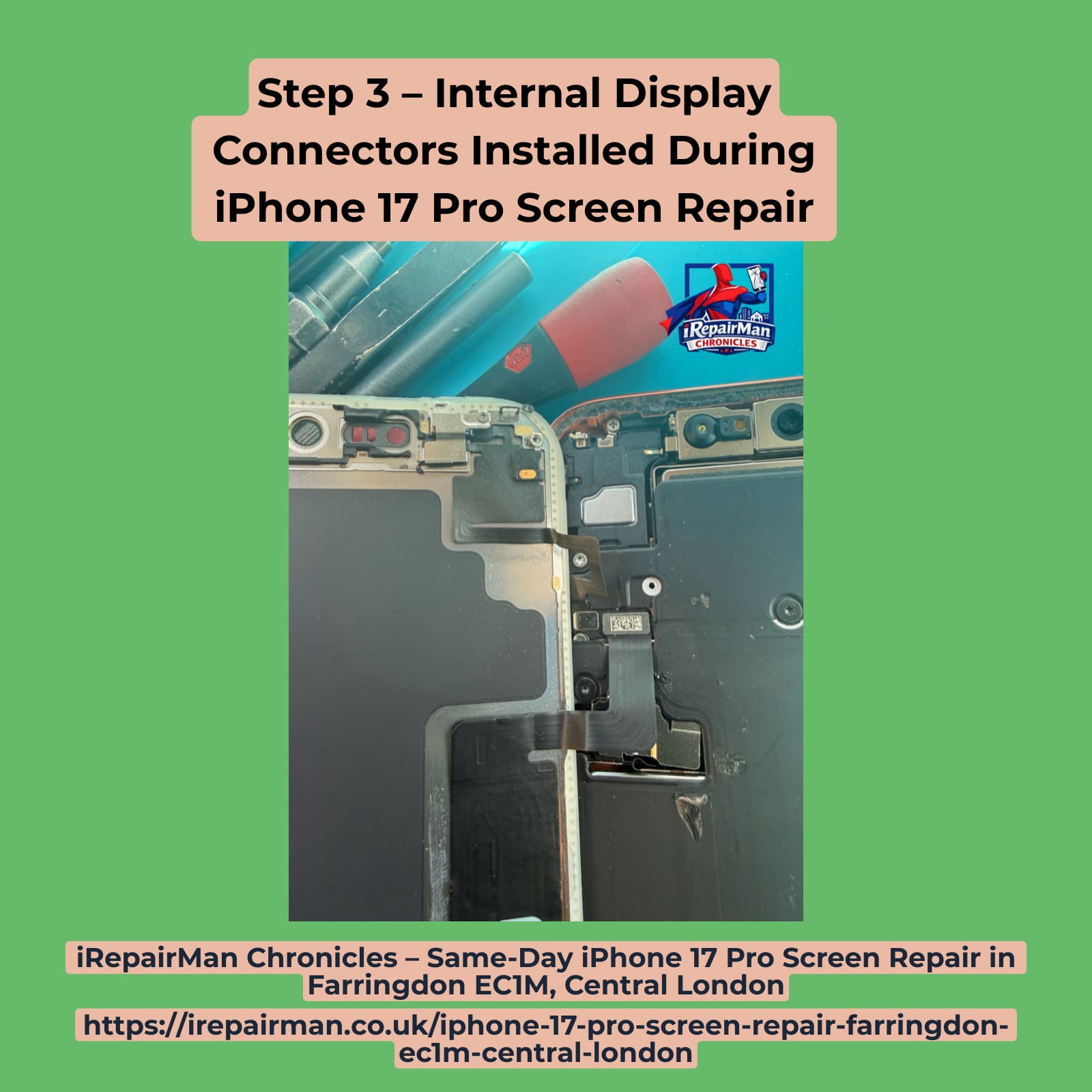 Step 3 display connector installation during iPhone repair
