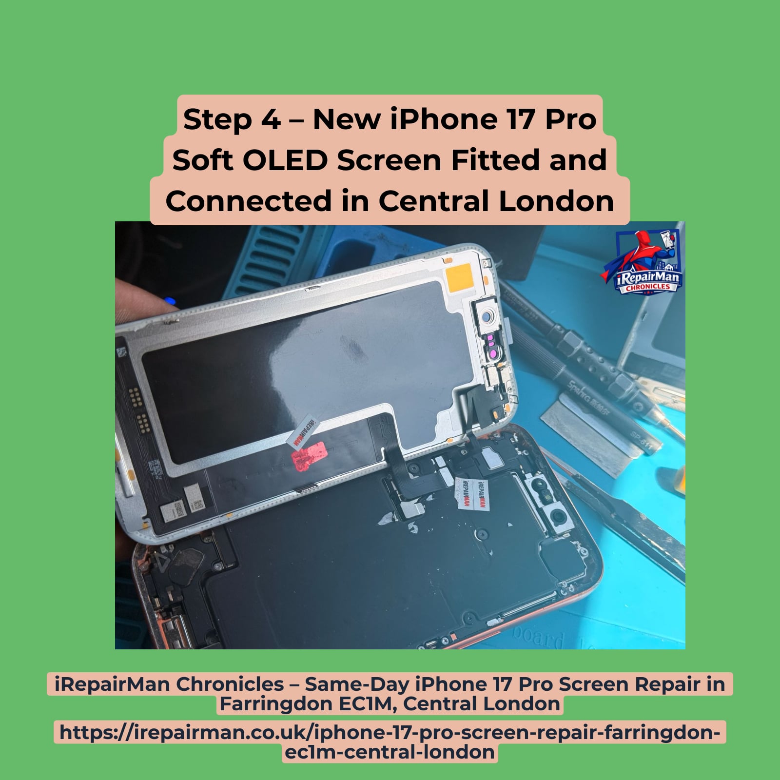 Step 4 Soft OLED screen installation during iPhone repair
