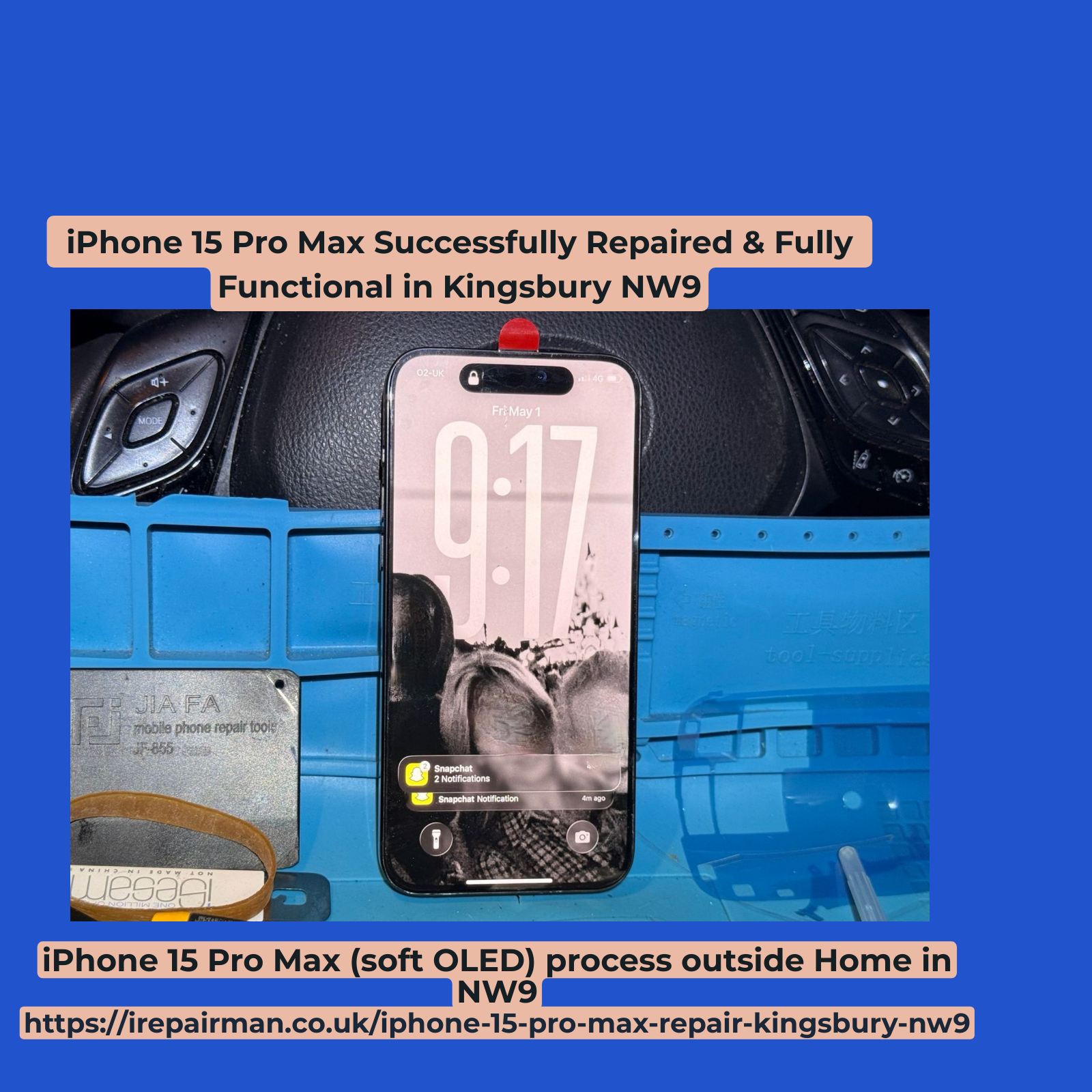 Restored iPhone 15 Pro Max after repair