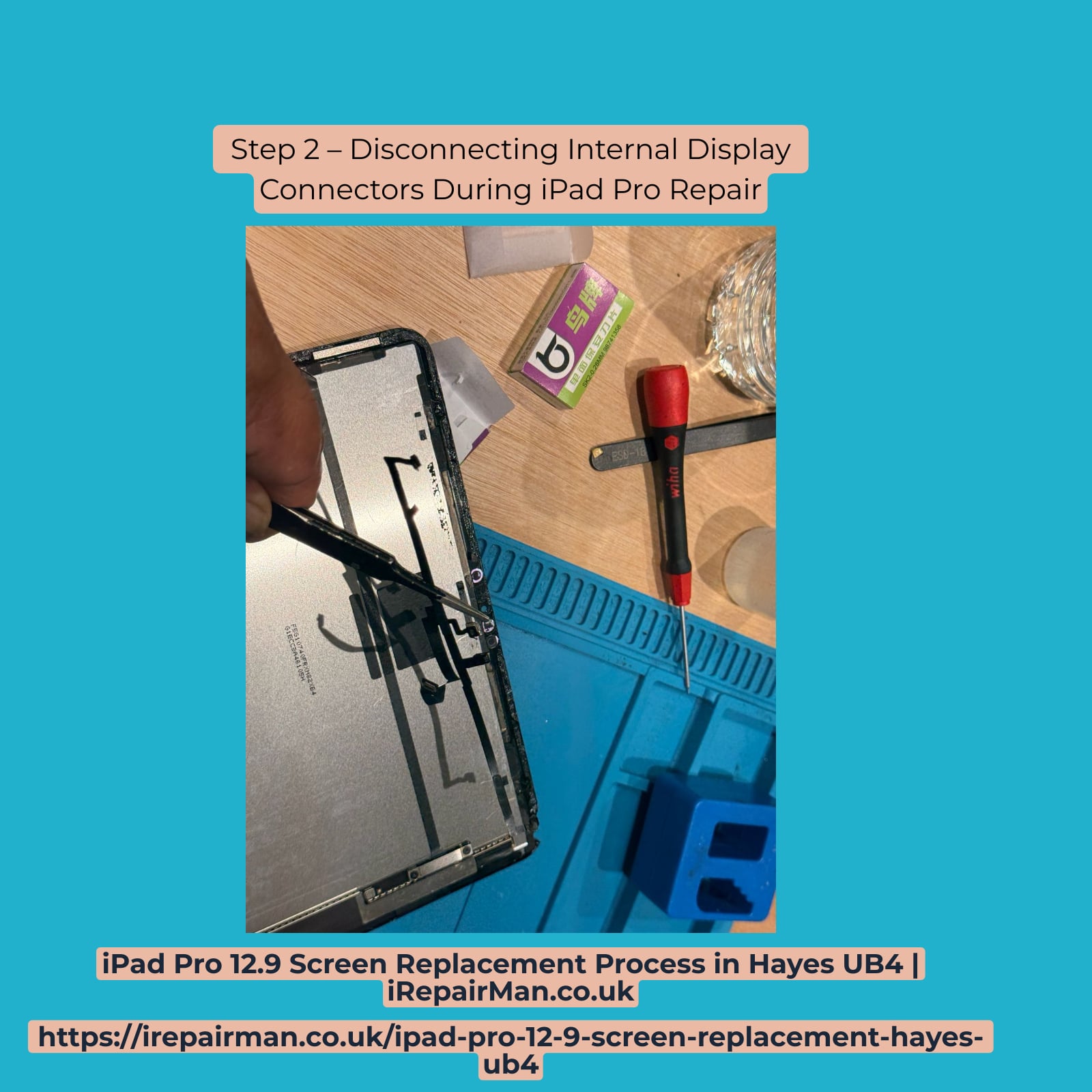 Step 2 disconnecting internal display connectors